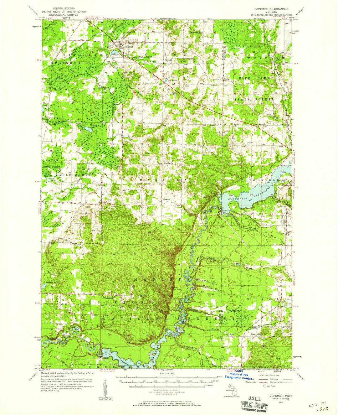 1957 Copemish, MI - Michigan - USGS Topographic Map