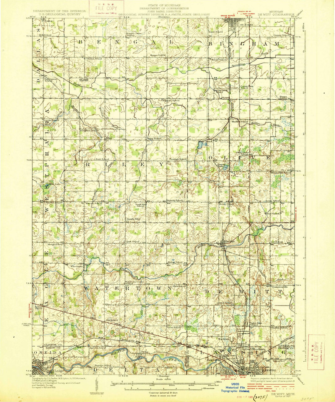 1927 De WITT, MI - Michigan - USGS Topographic Map