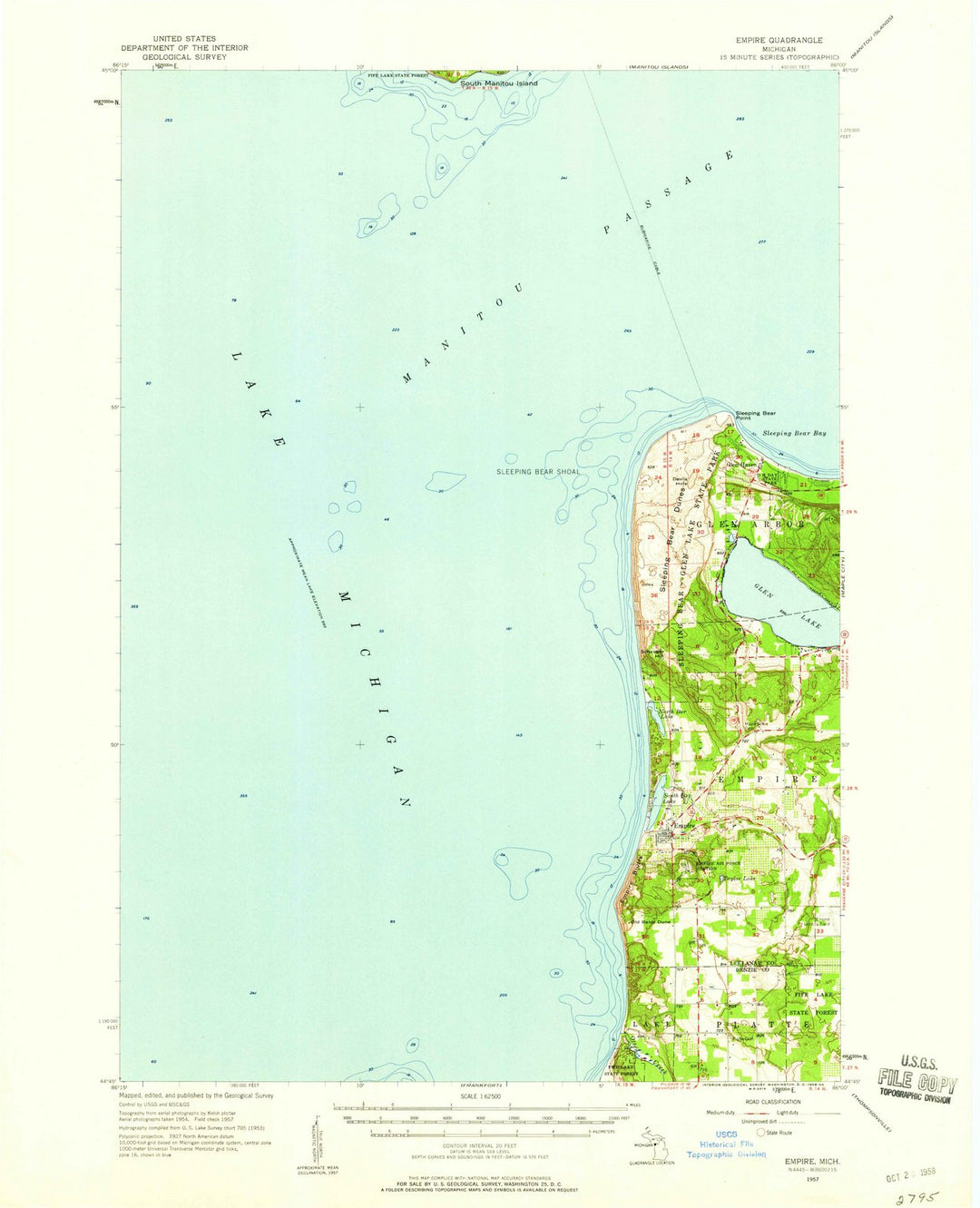 1957 Empire, MI - Michigan - USGS Topographic Map