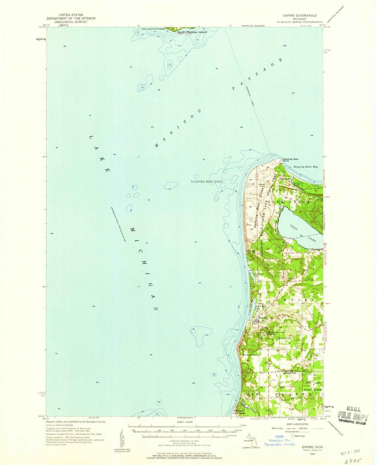 1957 Empire, MI - Michigan - USGS Topographic Map