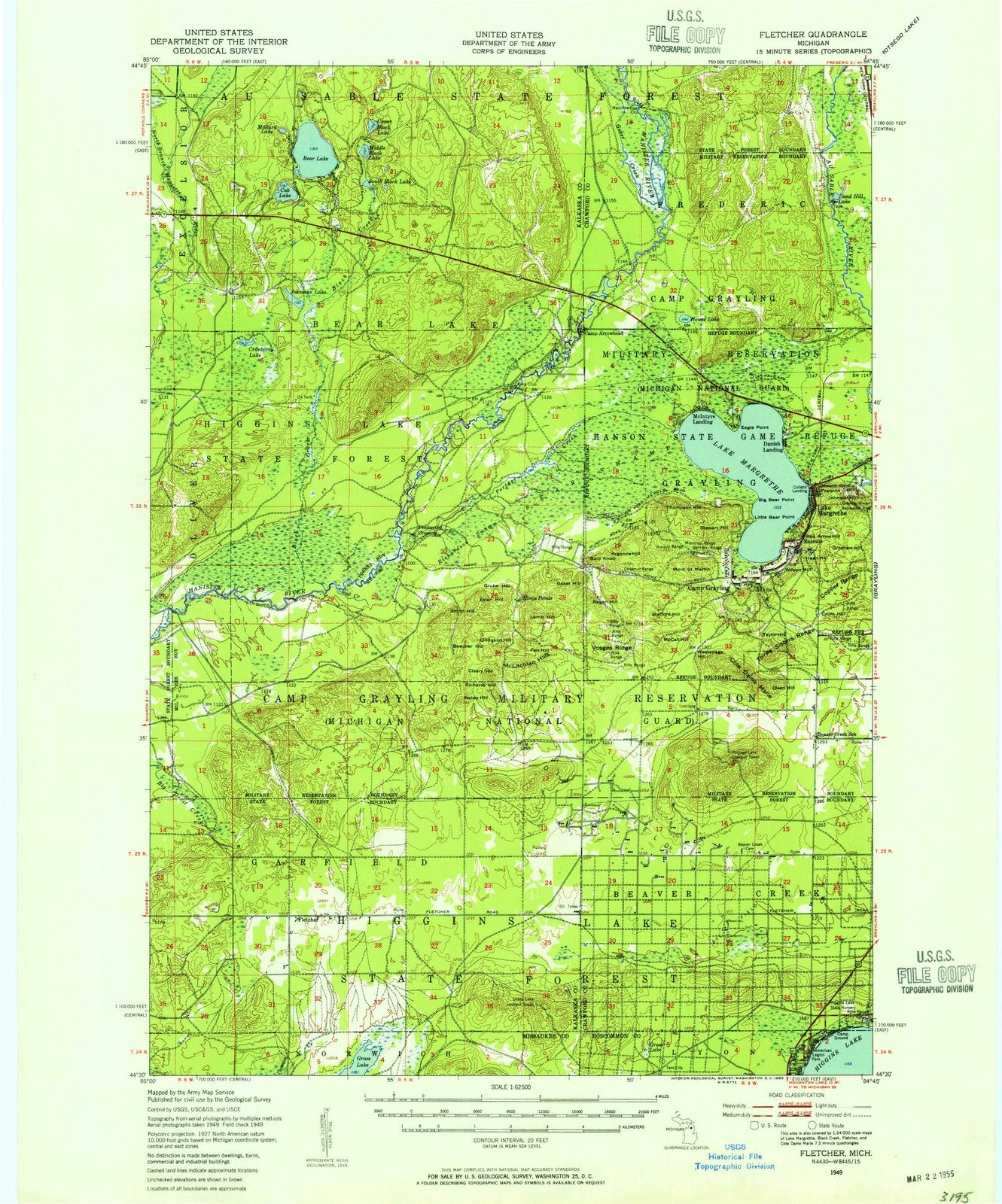 1949 Fletcher, MI - Michigan - USGS Topographic Map
