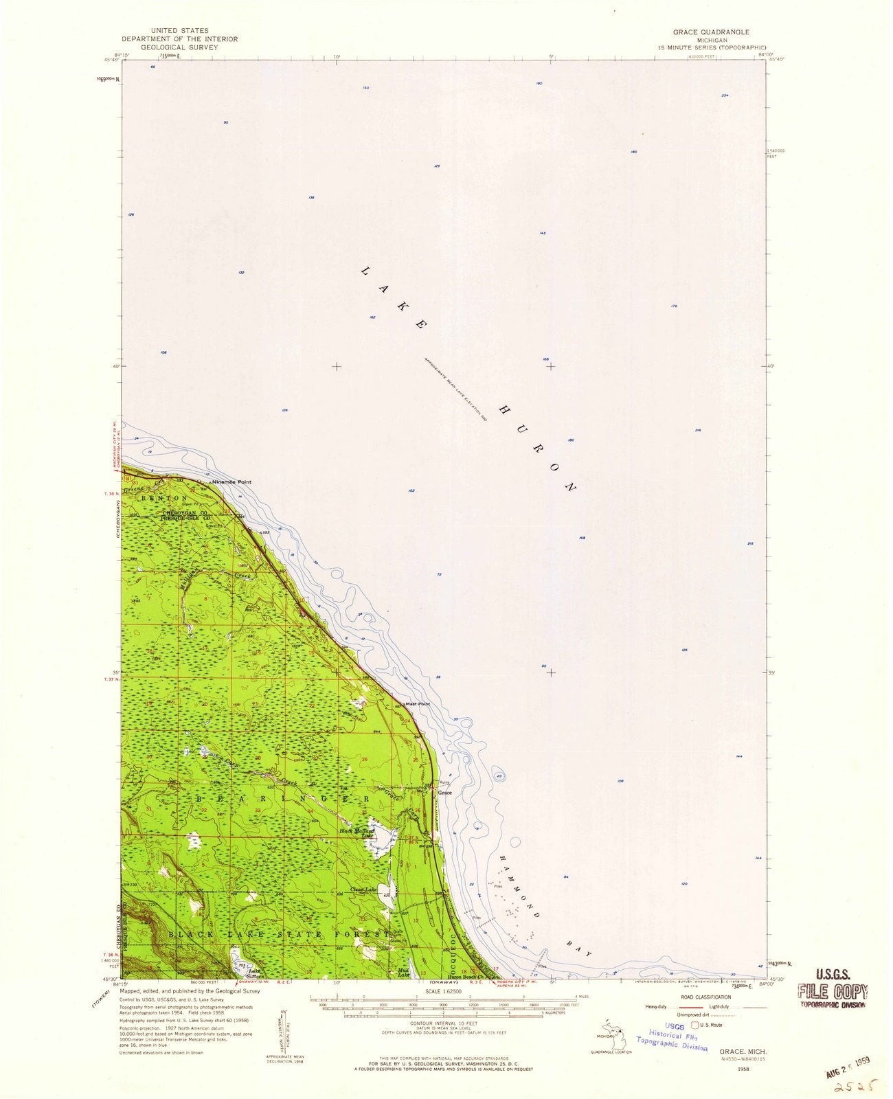 1958 Grace, MI - Michigan - USGS Topographic Map
