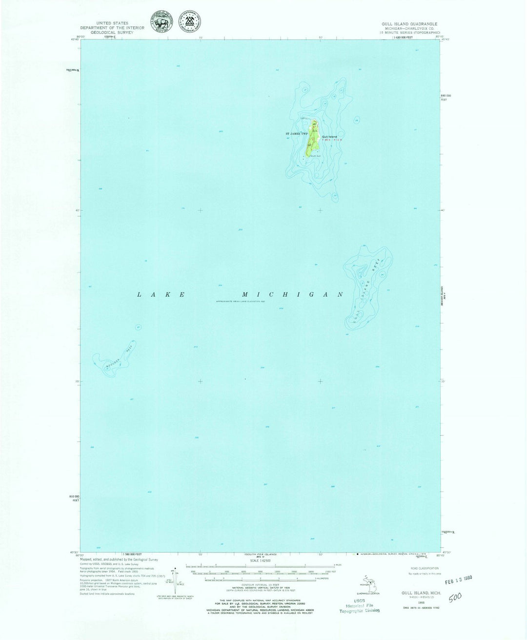 1955 Gull Island, MI - Michigan - USGS Topographic Map