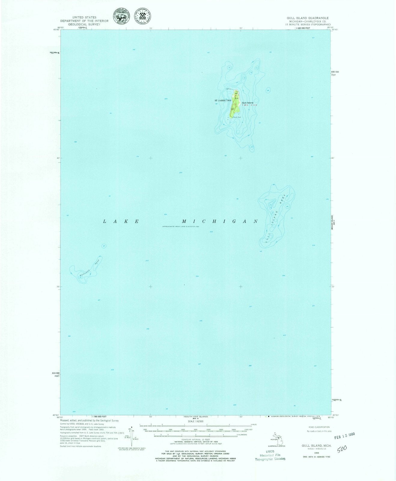 1955 Gull Island, MI - Michigan - USGS Topographic Map