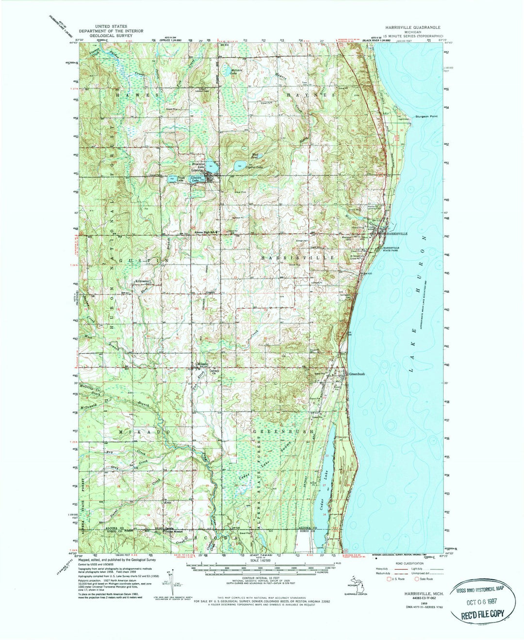 1959 Harrisville, MI - Michigan - USGS Topographic Map