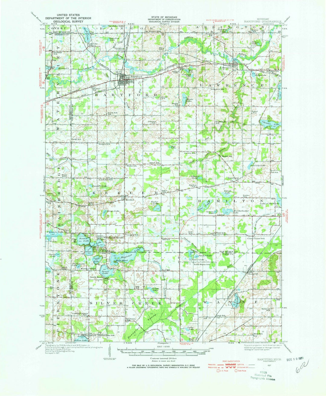 1927 Hartford, MI - Michigan - USGS Topographic Map