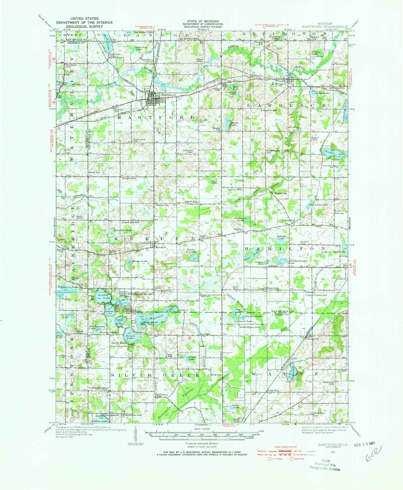 1927 Hartford, MI - Michigan - USGS Topographic Map