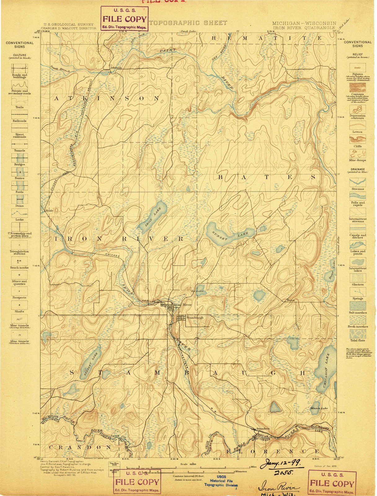 1898 Iron River, MI - Michigan - USGS Topographic Map