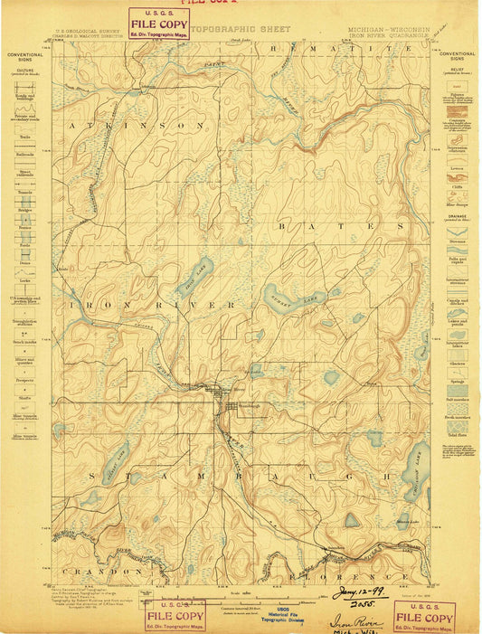 1898 Iron River, MI - Michigan - USGS Topographic Map