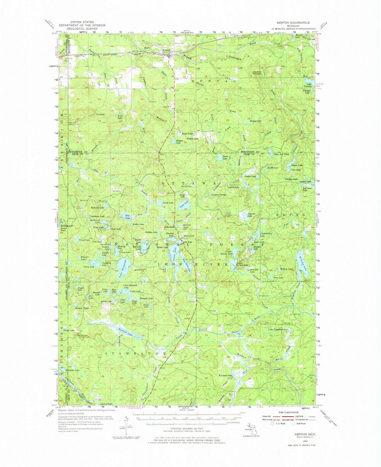 1954 Kenton, MI - Michigan - USGS Topographic Map