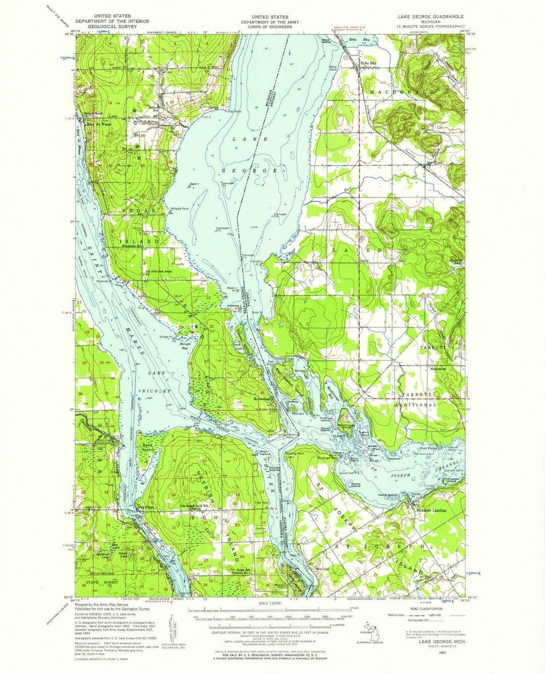 1951 Lake George, MI - Michigan - USGS Topographic Map