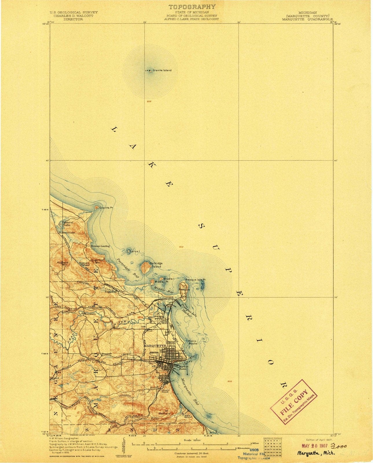 1907 Marquette, MI - Michigan - USGS Topographic Map