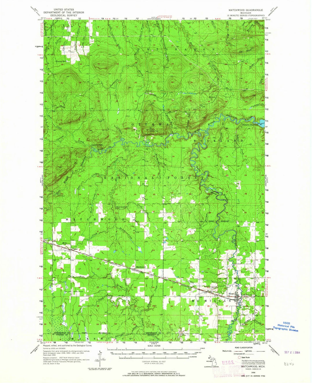 1956 Matchwood, MI - Michigan - USGS Topographic Map