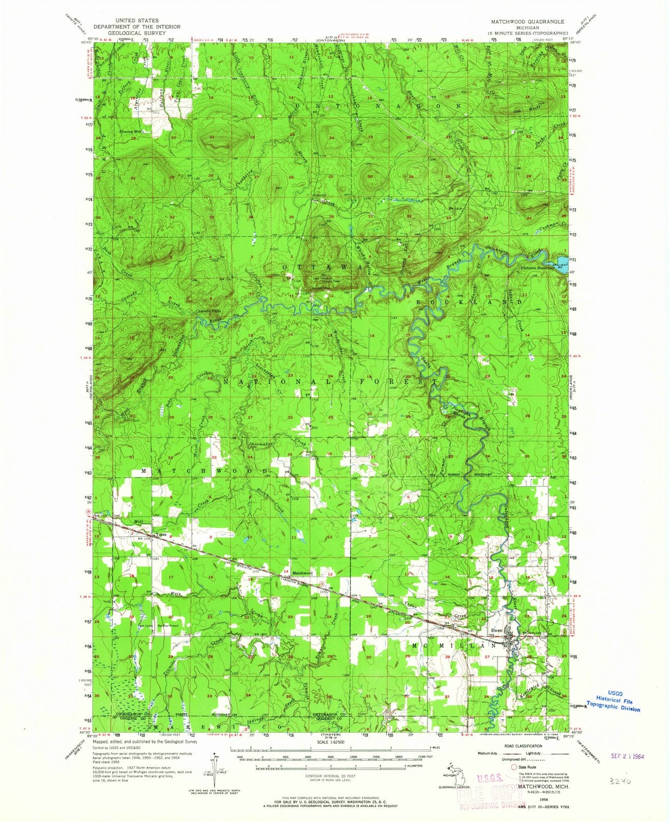 1956 Matchwood, MI - Michigan - USGS Topographic Map
