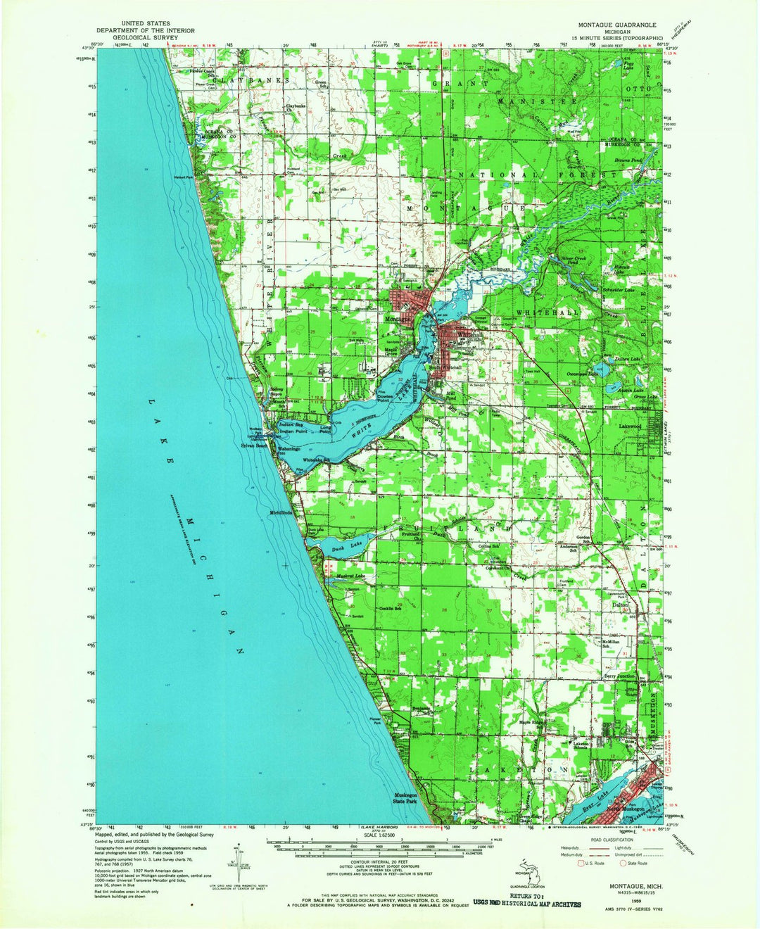 1959 Montague, MI - Michigan - USGS Topographic Map