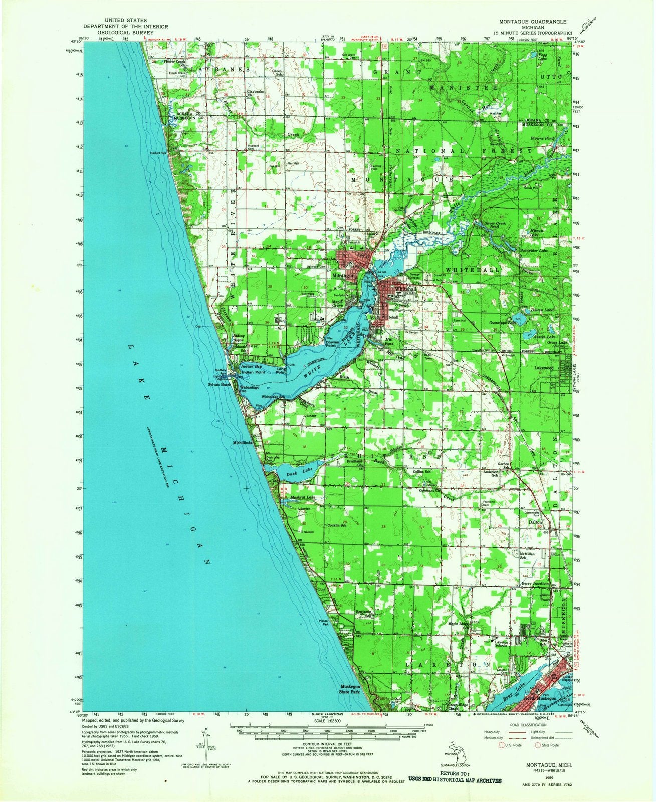 1959 Montague, MI - Michigan - USGS Topographic Map