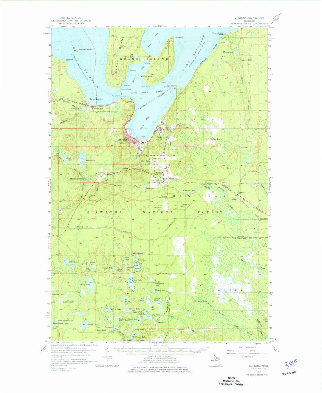 1958 Munising, MI - Michigan - USGS Topographic Map