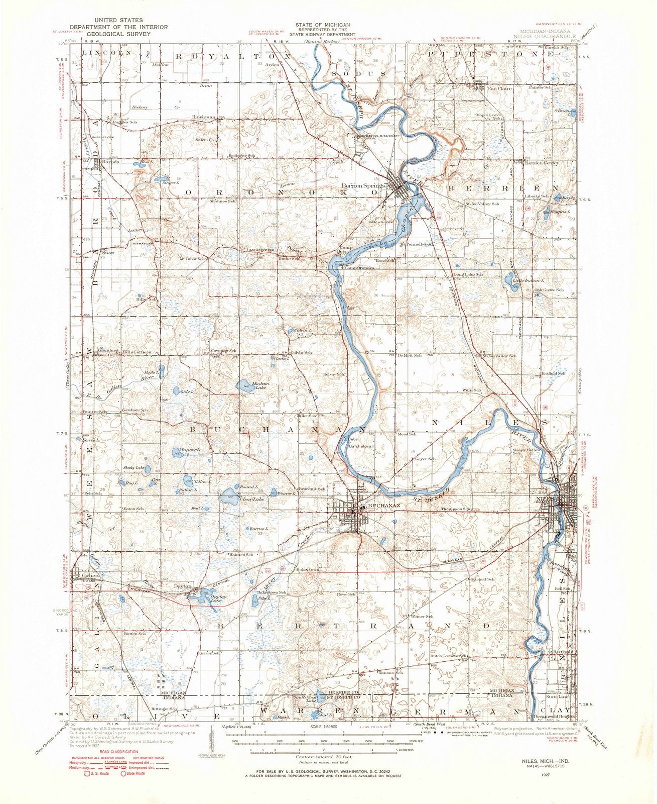 1927 Niles, MI - Michigan - USGS Topographic Map