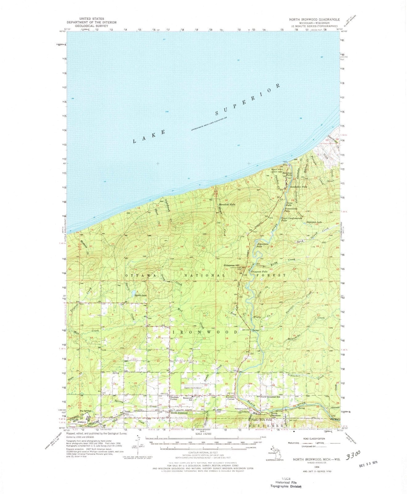 1956 North Ironwood, MI - Michigan - USGS Topographic Map
