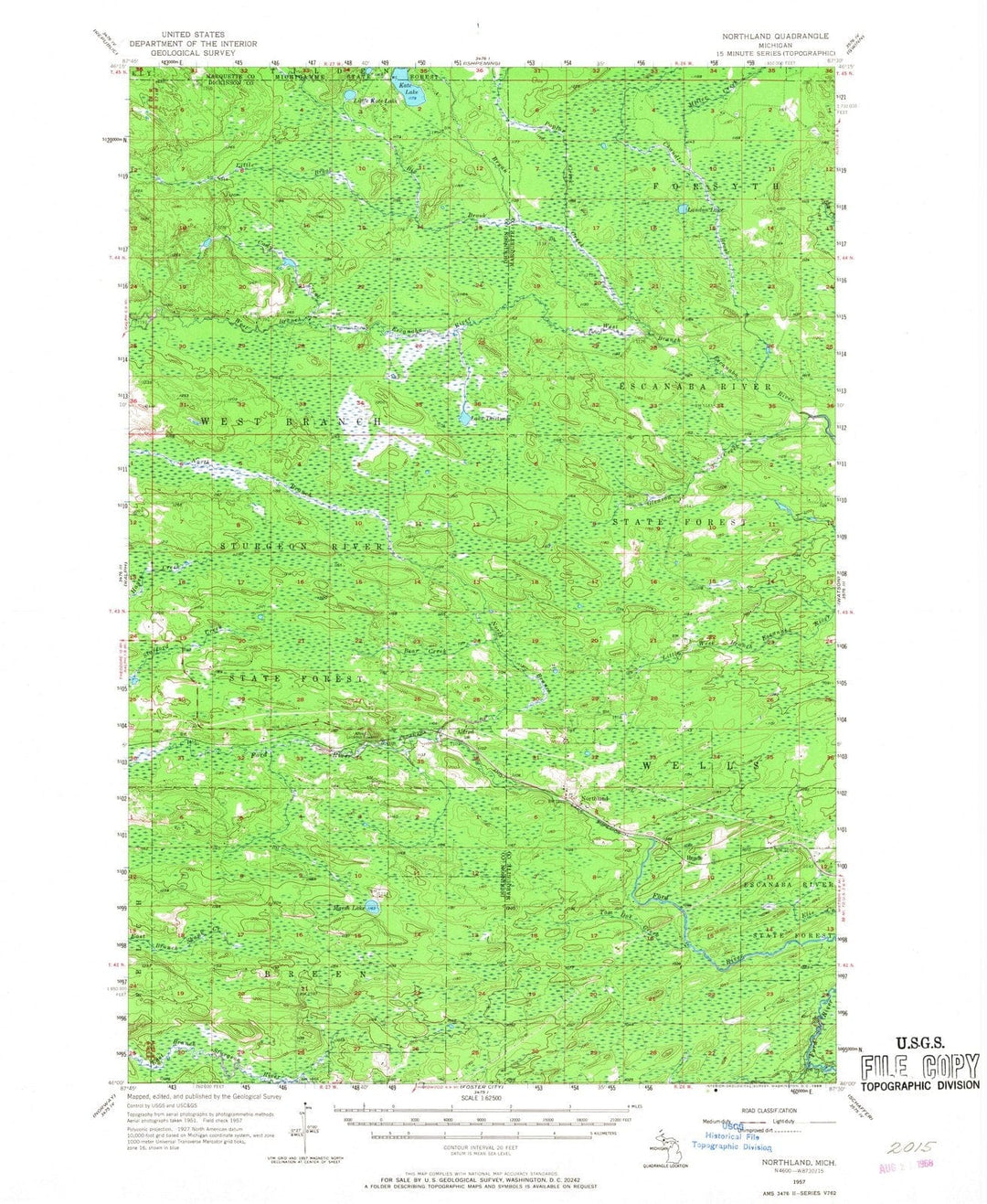 1957 Northland, MI - Michigan - USGS Topographic Map