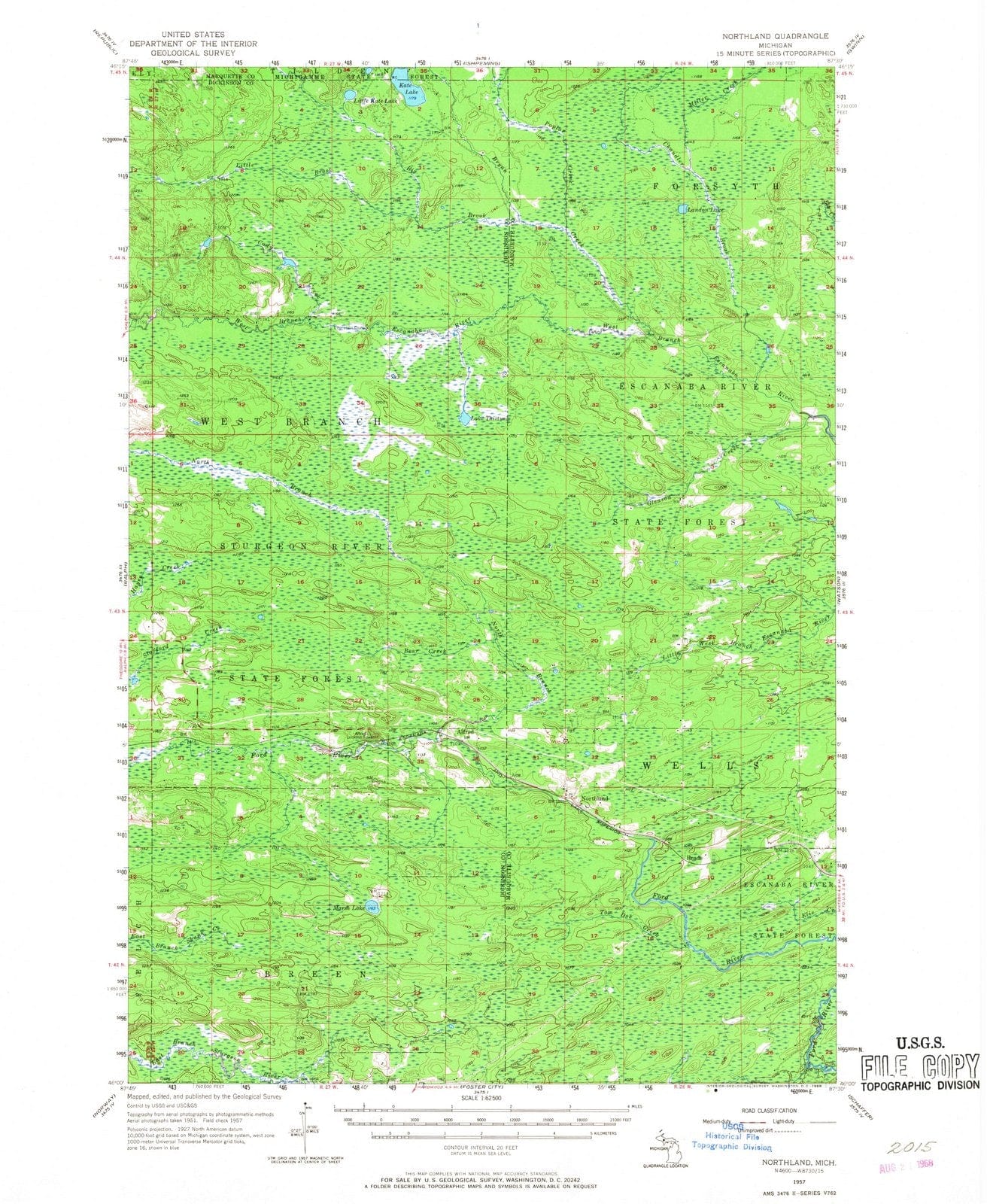 1957 Northland, MI - Michigan - USGS Topographic Map