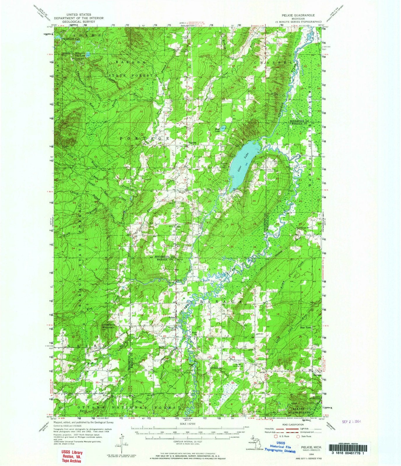 1954 Pelkie, MI - Michigan - USGS Topographic Map