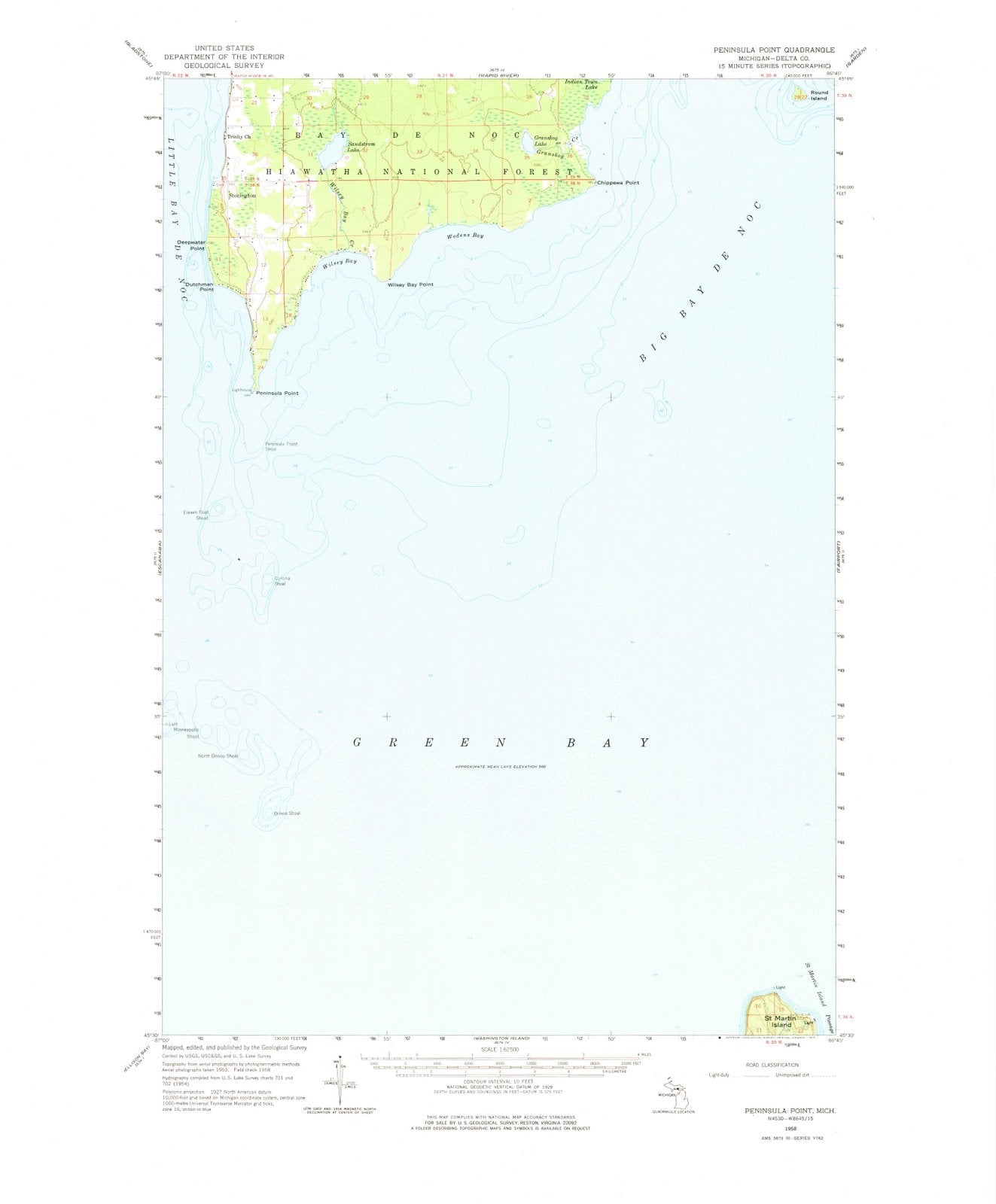 1958 Peninsula Point, MI - Michigan - USGS Topographic Map
