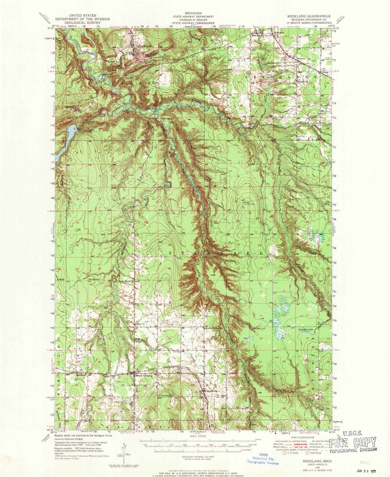 1949 Rockland, MI - Michigan - USGS Topographic Map