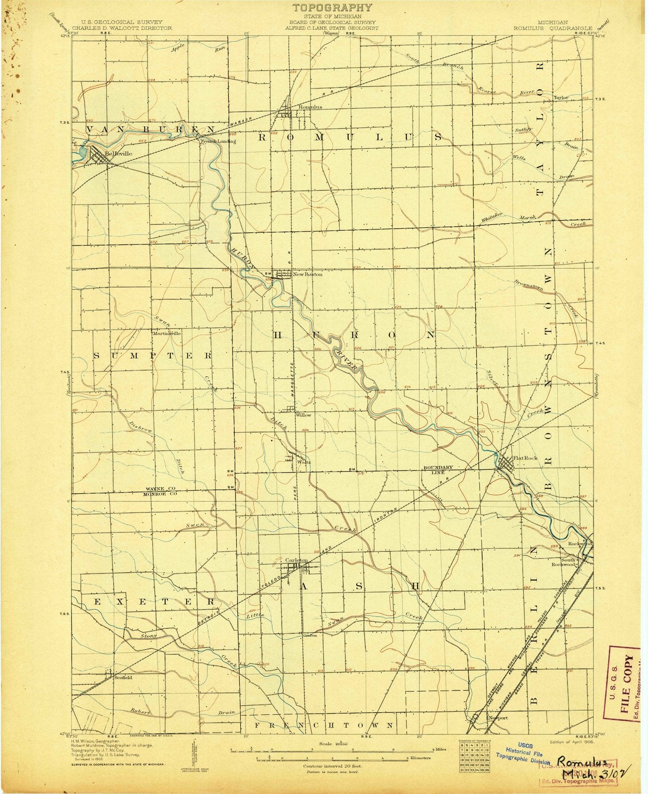 1906 Romulus, MI - Michigan - USGS Topographic Map