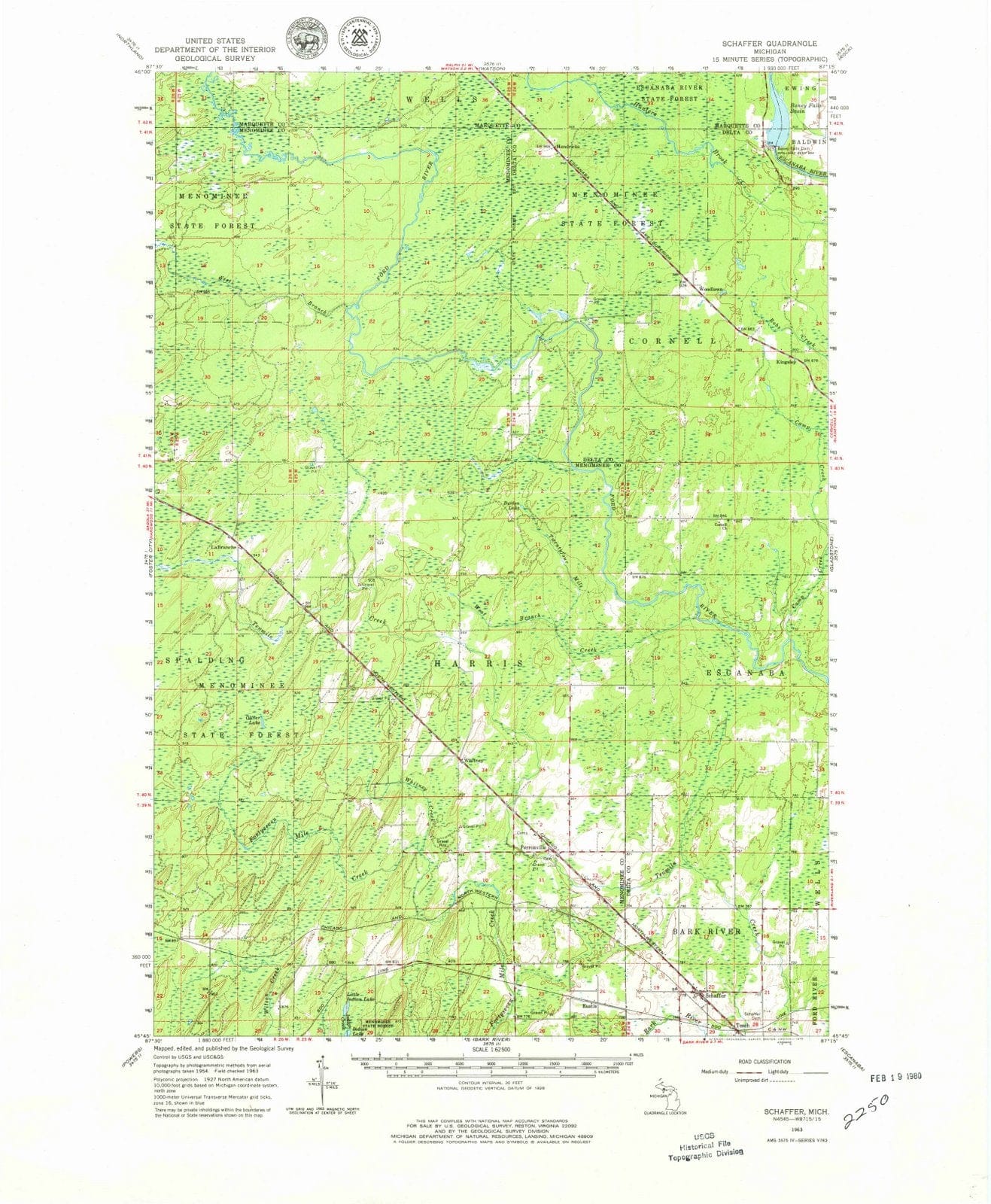 1963 Schaffer, MI - Michigan - USGS Topographic Map