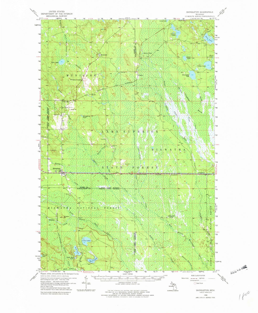 1958 Shingleton, MI - Michigan - USGS Topographic Map