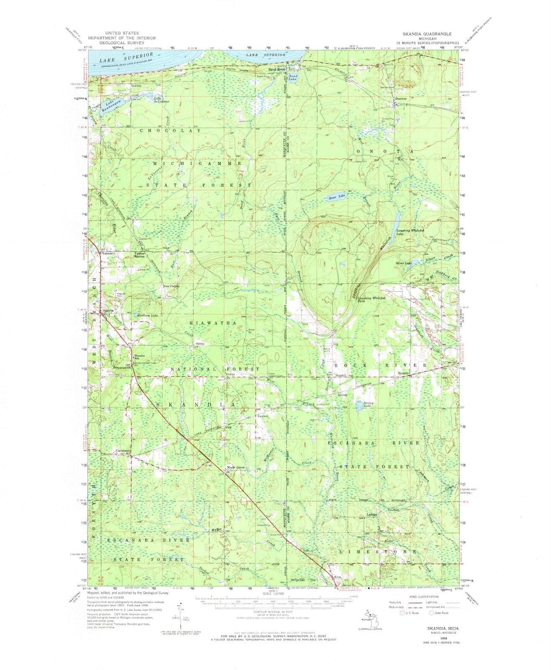 1958 Skandia, MI - Michigan - USGS Topographic Map