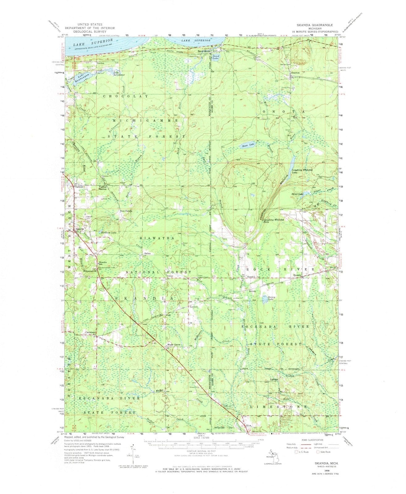 1958 Skandia, MI - Michigan - USGS Topographic Map