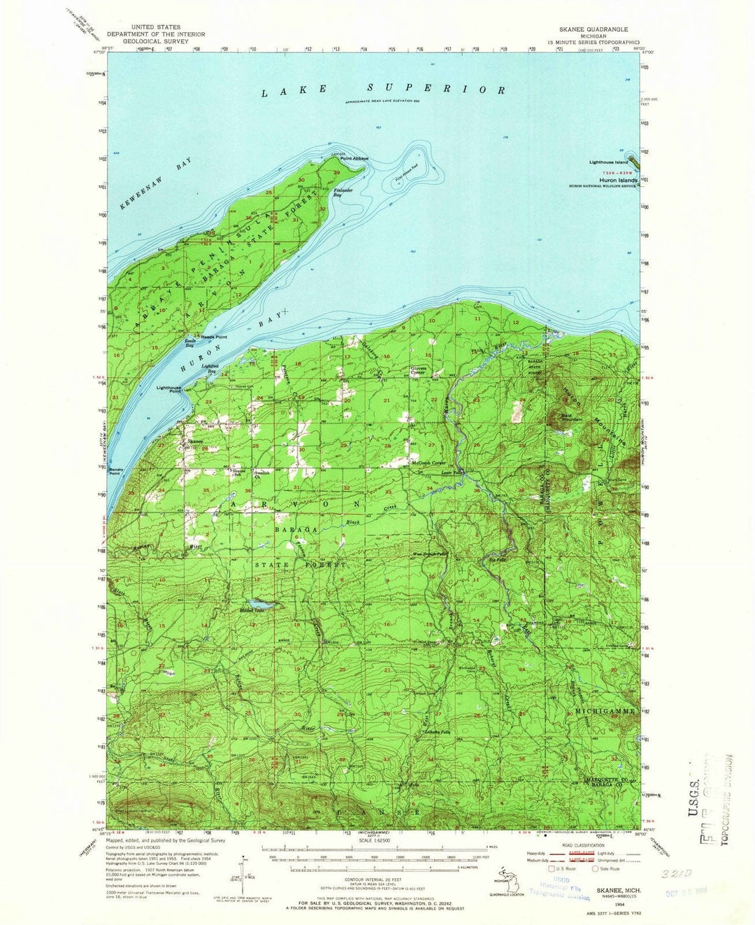 1954 Skanee, MI - Michigan - USGS Topographic Map