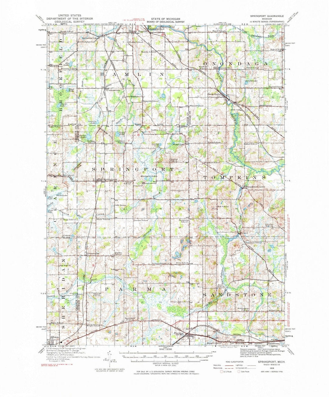 1919 Springport, MI - Michigan - USGS Topographic Map