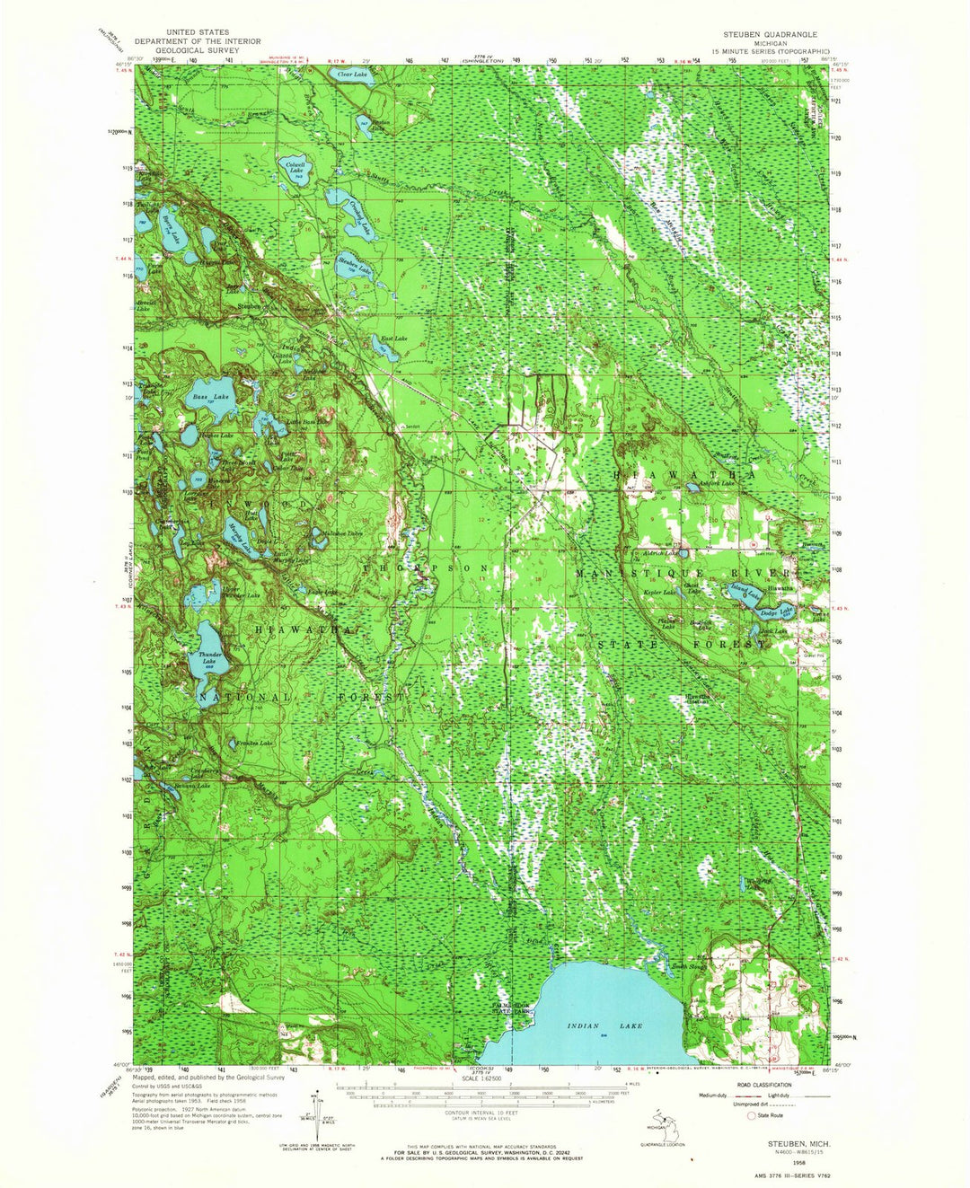 1958 Steuben, MI - Michigan - USGS Topographic Map