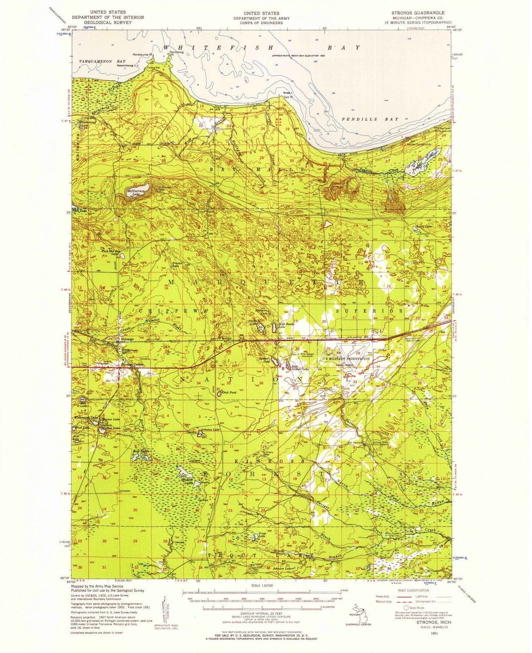 1951 Strongs, MI - Michigan - USGS Topographic Map v2