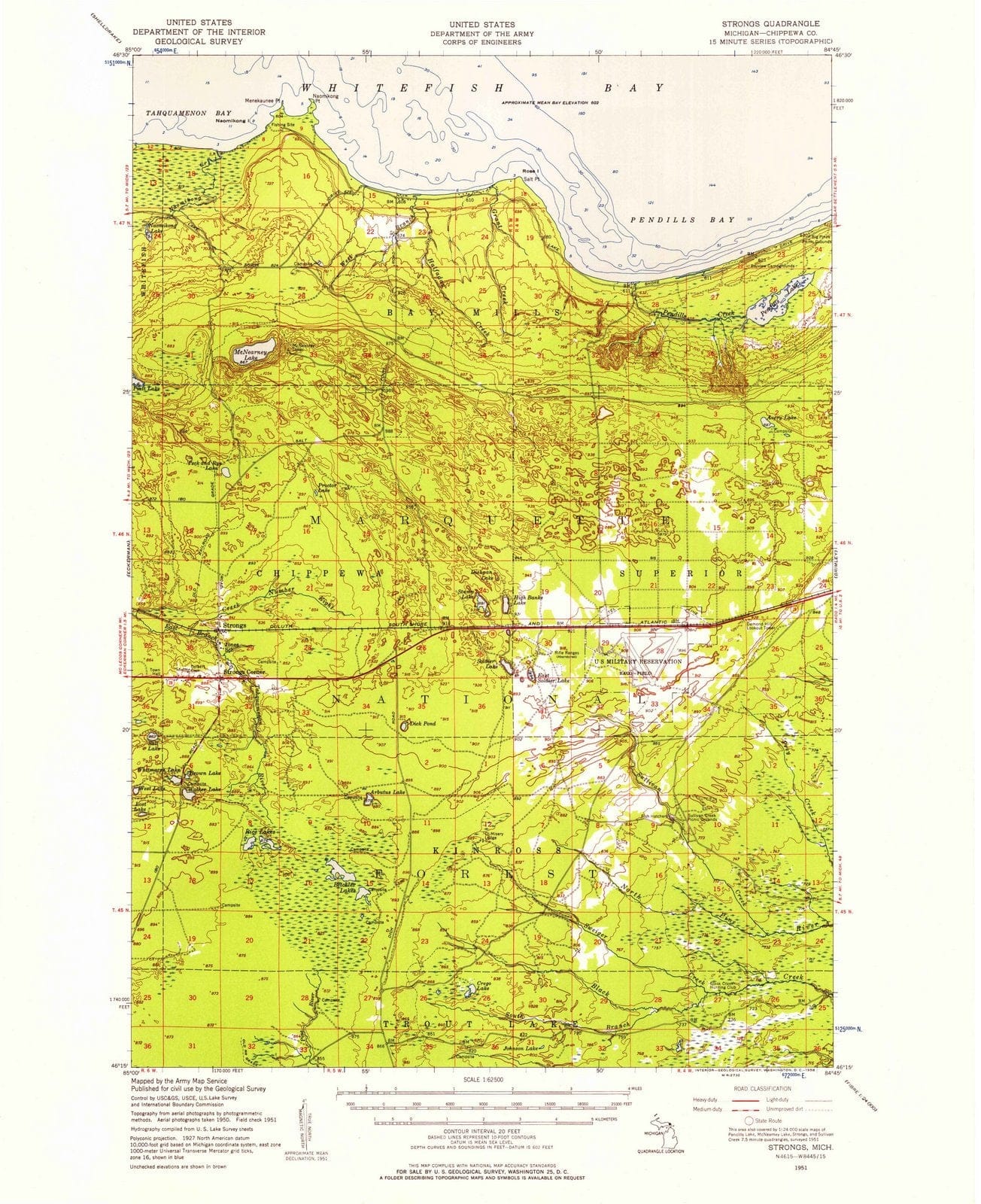 1951 Strongs, MI - Michigan - USGS Topographic Map v2