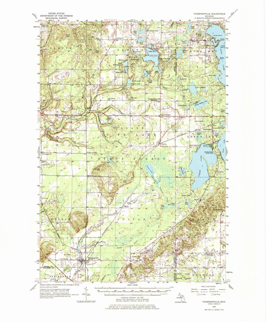1956 Thompsonville, MI - Michigan - USGS Topographic Map