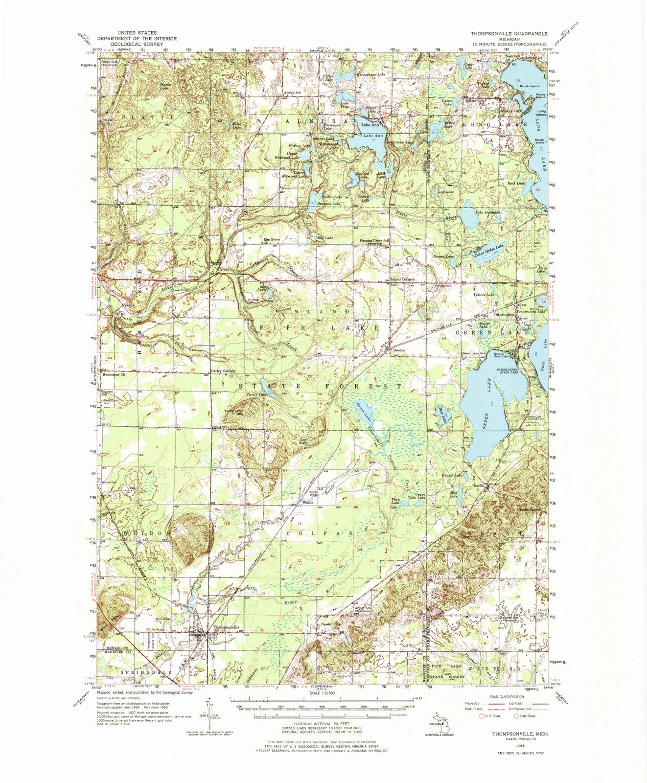 1956 Thompsonville, MI - Michigan - USGS Topographic Map