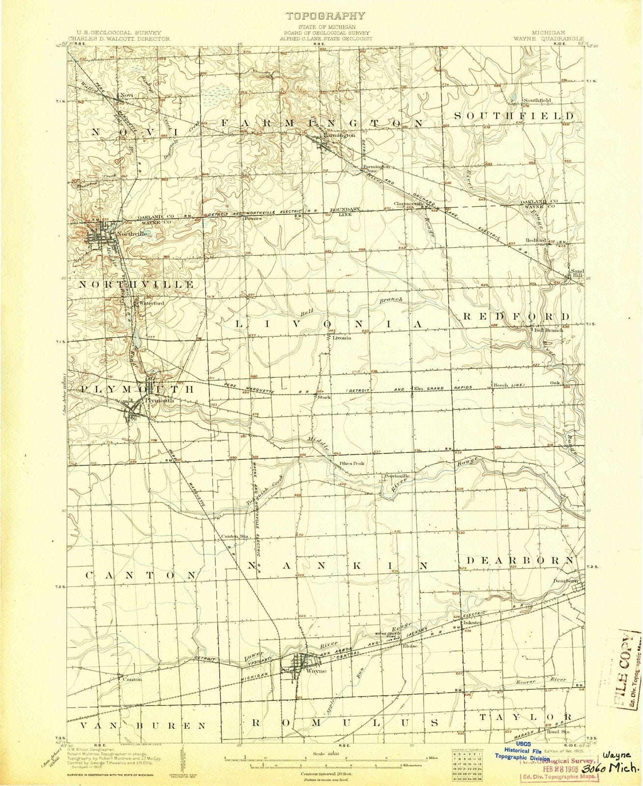 1905 Wayne, MI - Michigan - USGS Topographic Map