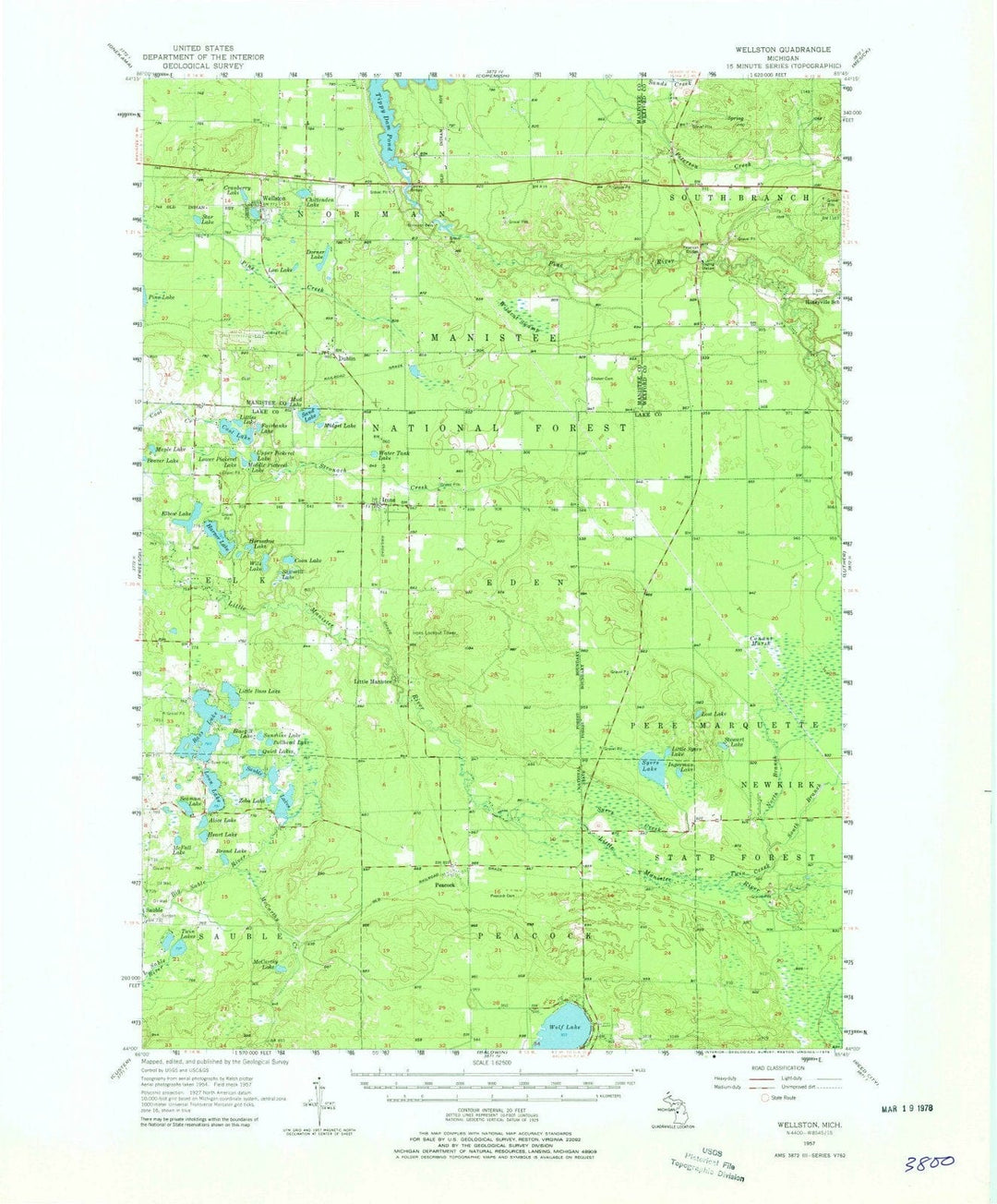 1957 Wellston, MI - Michigan - USGS Topographic Map