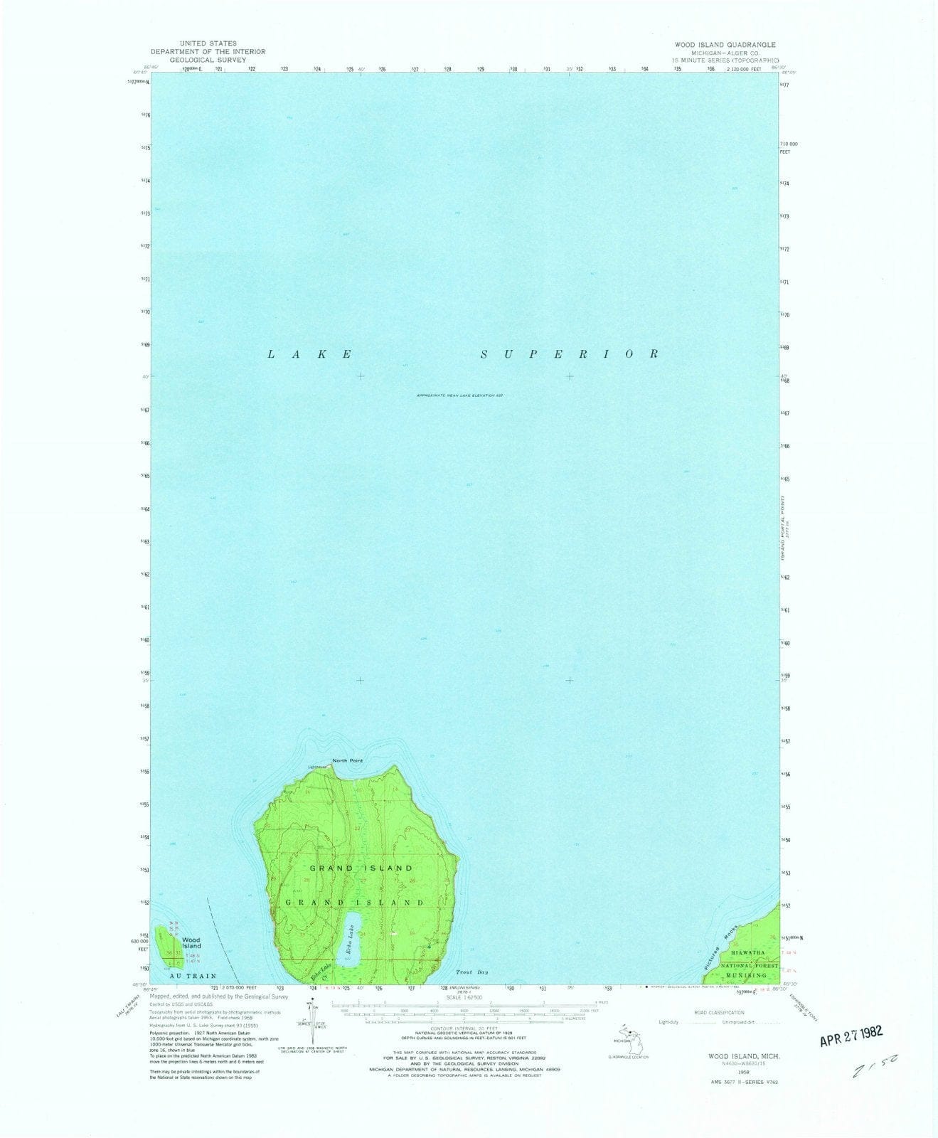 1958 Wood Island, MI - Michigan - USGS Topographic Map
