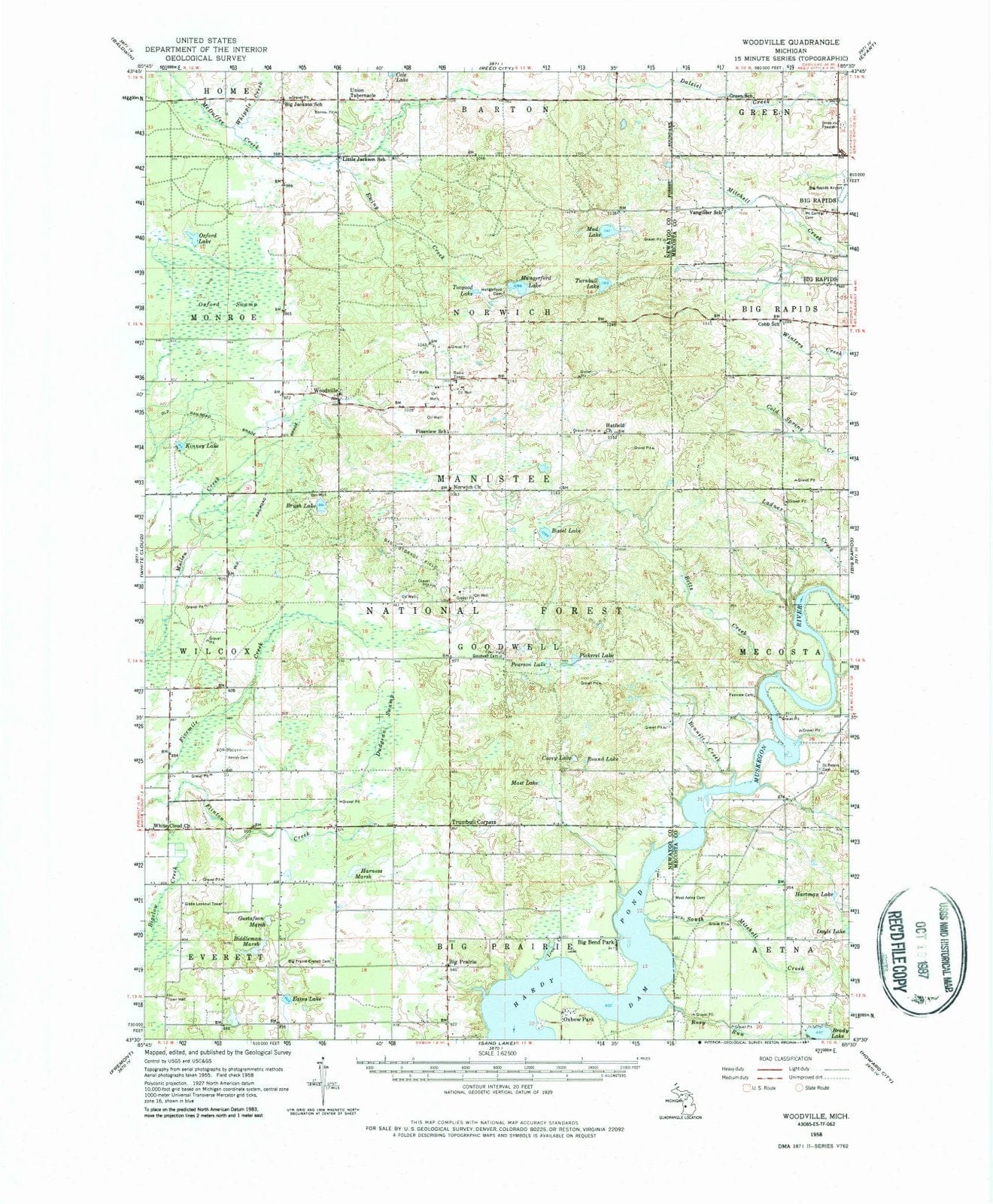 1958 Woodville, MI - Michigan - USGS Topographic Map