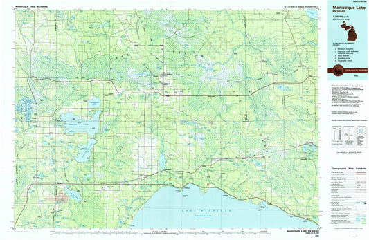 1985 Manistique Lake, MI - Michigan - USGS Topographic Map