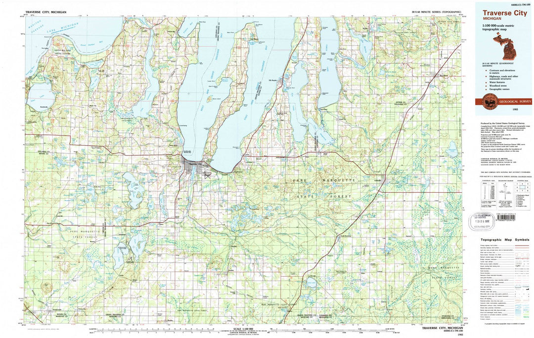 1983 Traverse, MI - Michigan - USGS Topographic Map