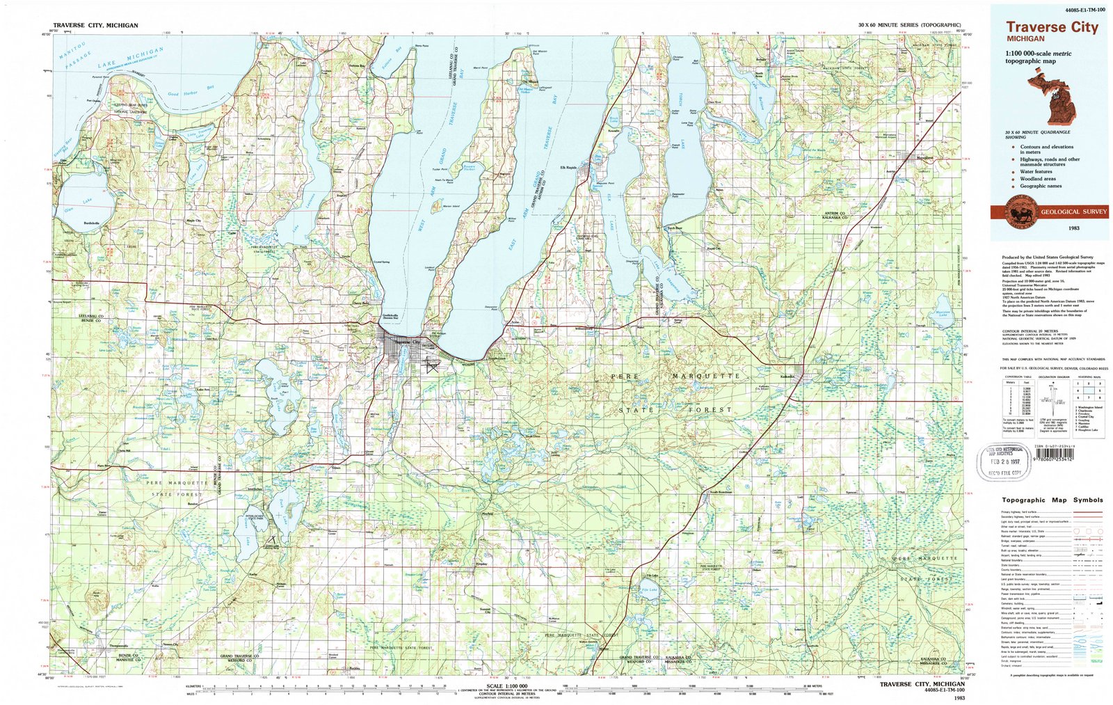 1983 Traverse, MI - Michigan - USGS Topographic Map
