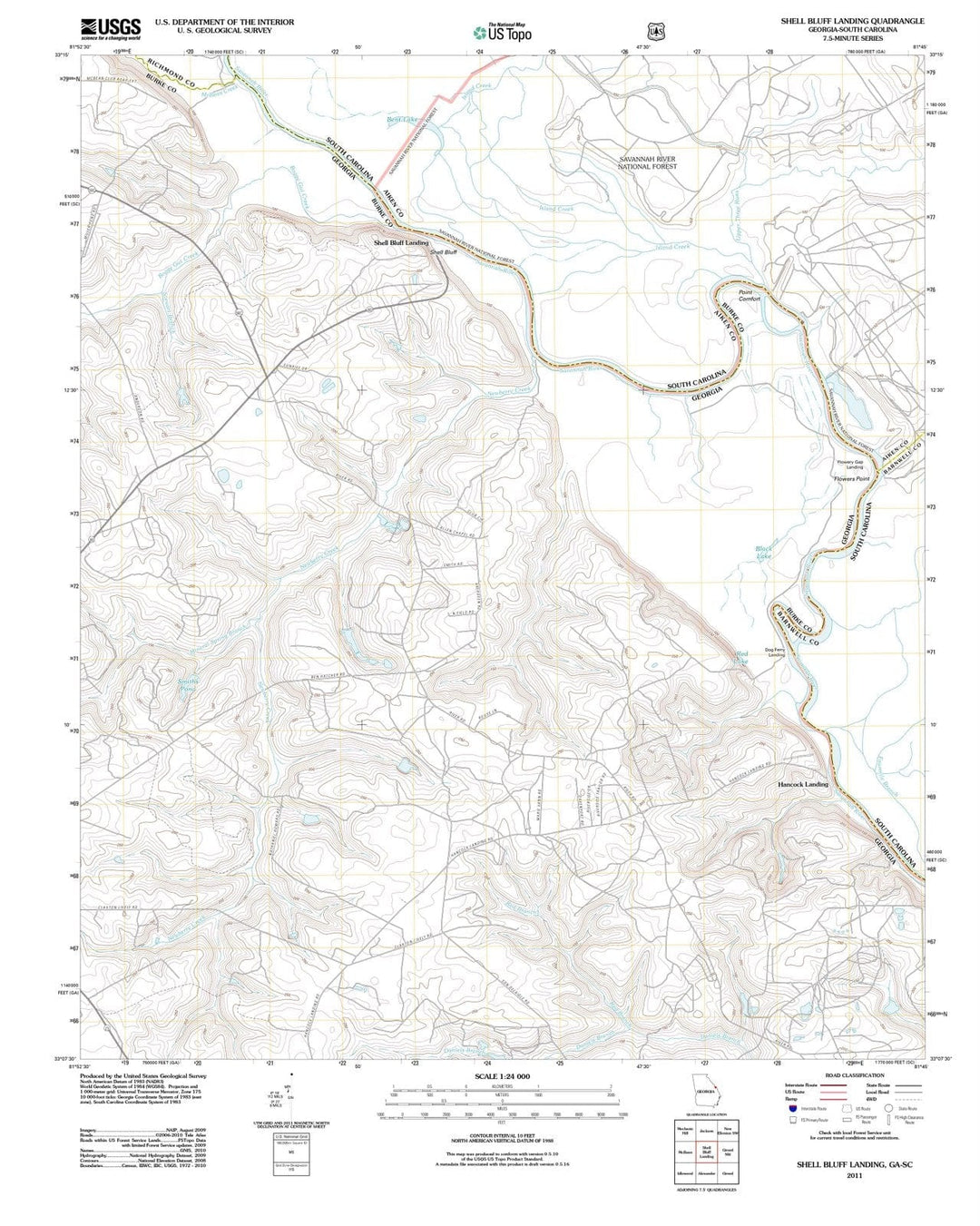 2011 Shell Bluff Landing, GA - Georgia - USGS Topographic Map