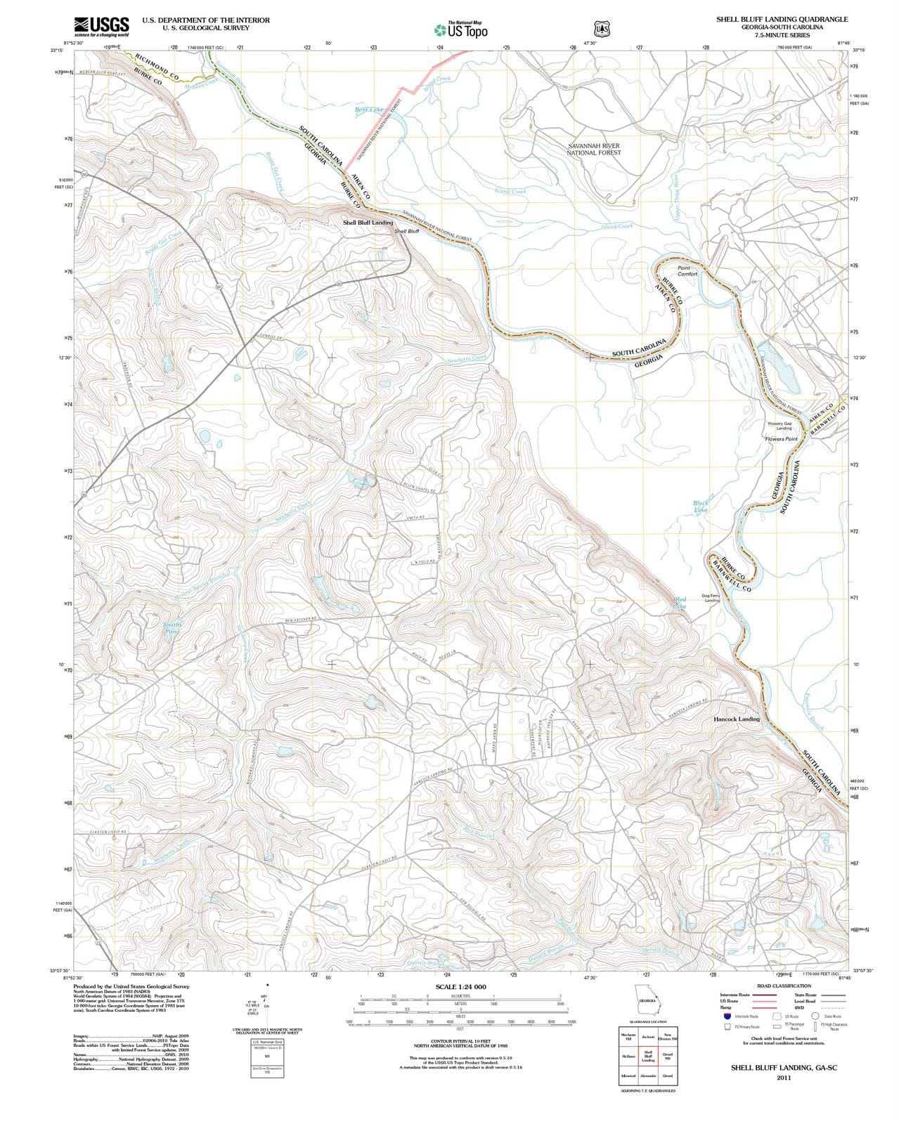 2011 Shell Bluff Landing, GA - Georgia - USGS Topographic Map