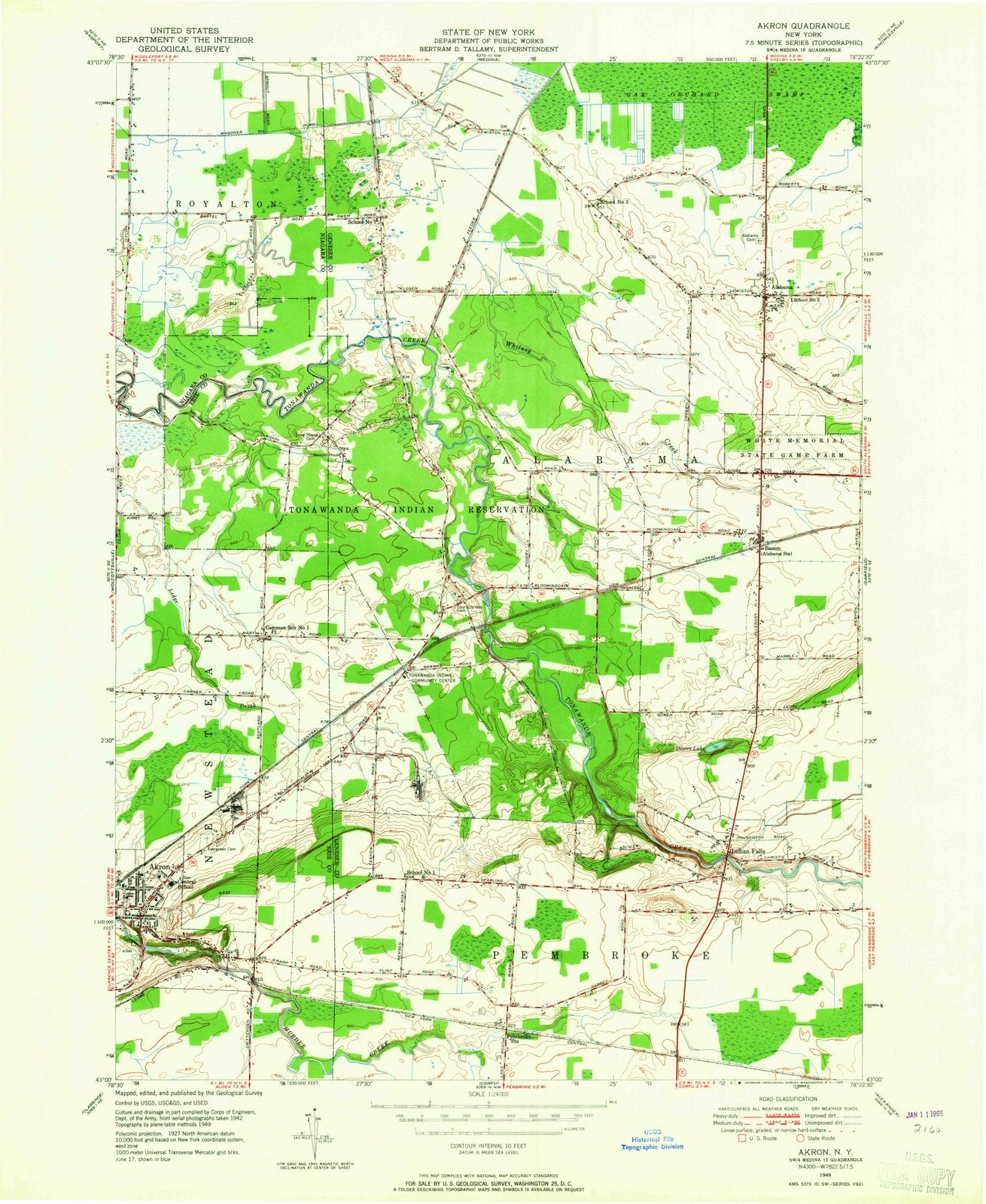 1949 Akron, NY - New York - USGS Topographic Map